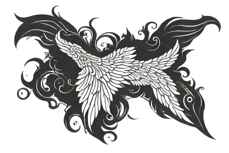 wings calligraphy tattoo design idea