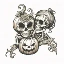 Halloween, Love, Wedding, Marriage, 31, Pumpkins, Skeletons tattoo design idea
