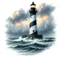 Lighthouse stormy condition with Proverbs 3:5 6 tattoo design idea