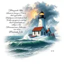 Lighthouse stormy condition with Proverbs 3:5 6 tattoo design idea