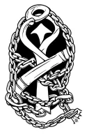 Chains wrapping around the arm with a ankh in the center of the forearm  tattoo design idea