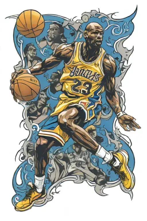 Blue and yellow michael jordan tattoo design idea