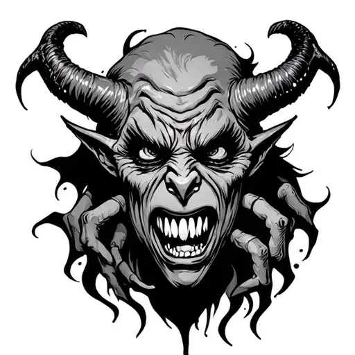 depression as a demon cartoonish tattoo design idea