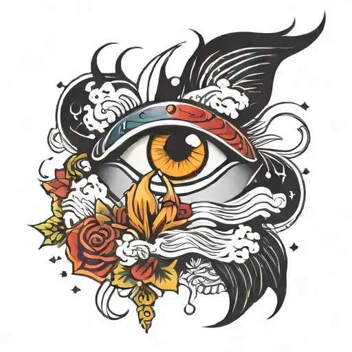 storm eye surrounded tattoo design idea