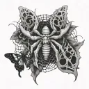 skeleton hand spider web butterfly tattoo design idea