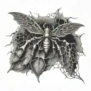 skeleton hand spider web butterfly tattoo design idea