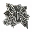 skeleton hand spider web butterfly tattoo design idea