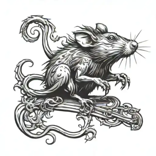 A rat king with 30 rats tattoo design idea