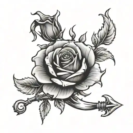 sickle and a rose tattoo design idea