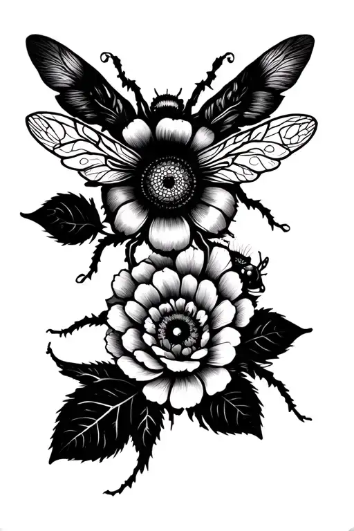 bees honeycomb flower mandela style mixed sleeve tattoo tattoo design idea
