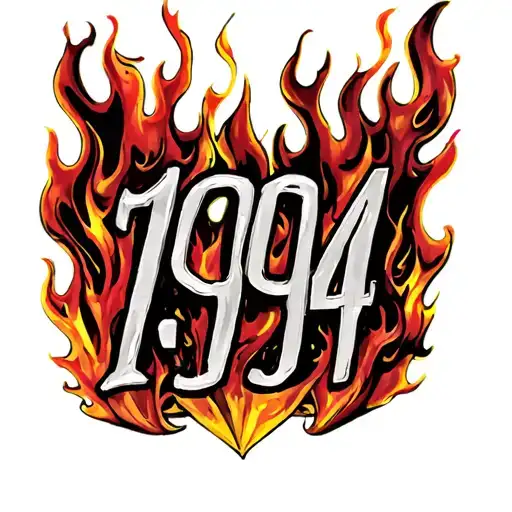 "1994" 1994, flames , one piece flare flare fruit tattoo design idea
