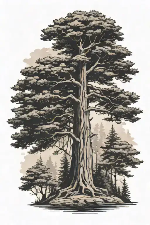 redwood tree growing tattoo design idea