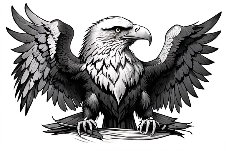 Viking sleeve featuring the bald eagle wings tattoo design idea