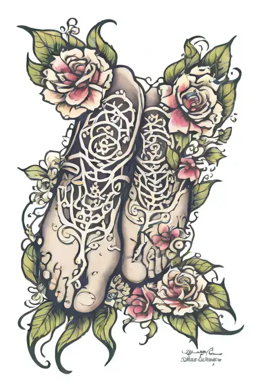 artwork to honor the loss of my daughter to trisomy-13 using her footprints in the design tattoo design idea