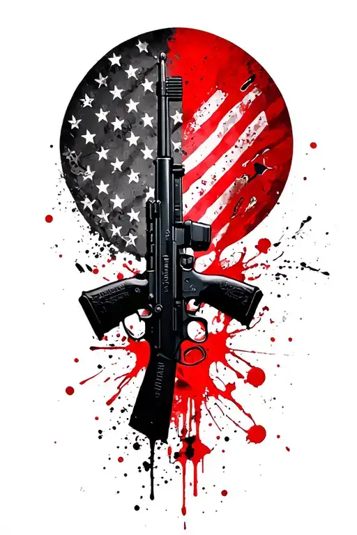 2nd amendment AR15 rifle intertwined tattoo design idea