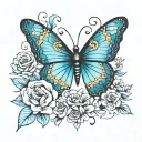 writing "one day at a time with butterfly tattoo design idea