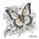 writing "one day at a time with butterfly tattoo design idea