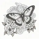 writing "one day at a time with butterfly tattoo design idea