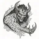 A demon man who loved a woman so much and she let him down and wants revenge  tattoo design idea