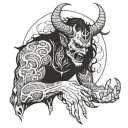 A demon man who loved a woman so much and she let him down and wants revenge  tattoo design idea