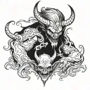 A demon man who loved a woman so much and she let him down and wants revenge  tattoo design idea