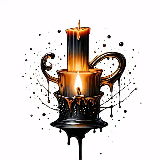 illuminating candle wax dripping tattoo design idea
