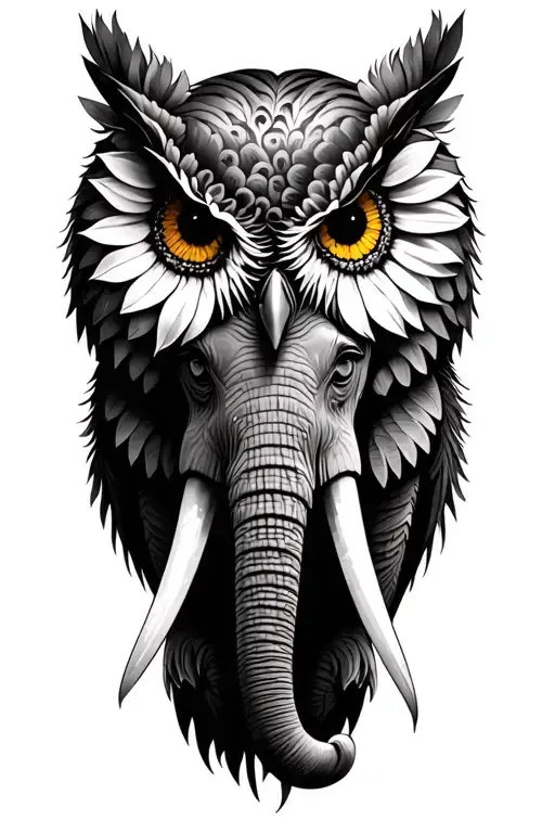 elephant owl sunflower tattoo tattoo design idea