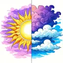 One half is a sun with rays only and The other half is clouds only tattoo design idea