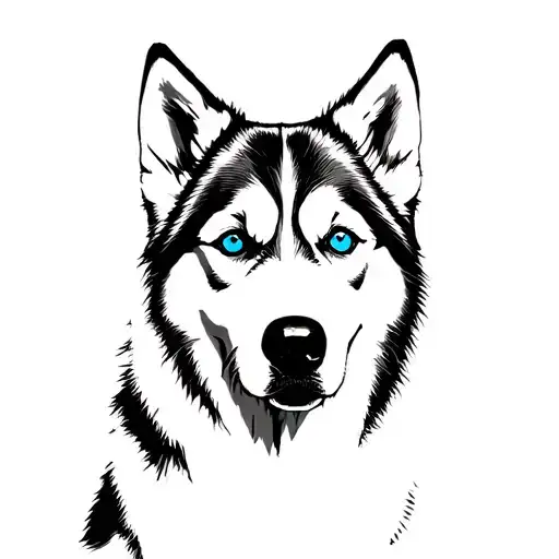 husky red fur blue eyes tattoo design idea