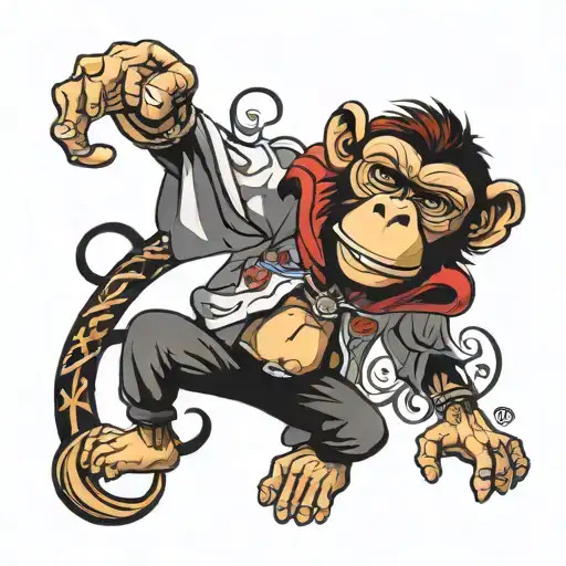 hip hop monkey tattoo design idea