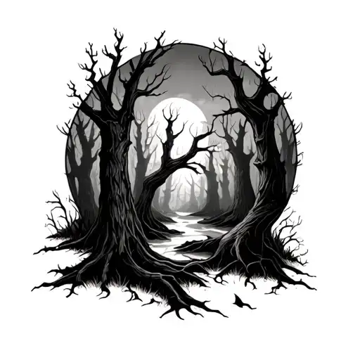 Haunted Forest tattoo design idea