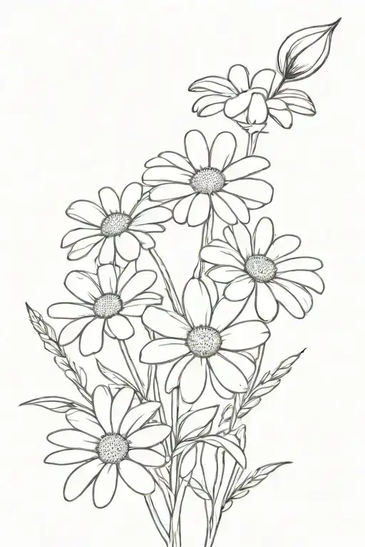 Daisy Flower bouquet you never walk alone tattoo design idea