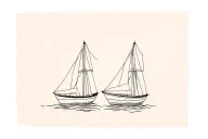 two boats passing time life tattoo design idea