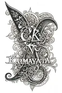 Kamayia the name written horizontally with kiss mark tattoo design idea