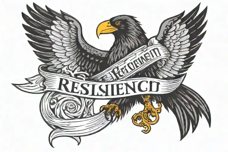the word Resilient with just the ravens wings above it  tattoo design idea