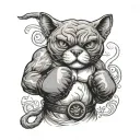 A cat boxer stands in a fighter's stance wearing boxing gloves tattoo design idea