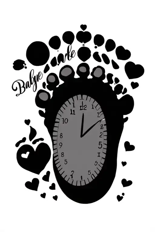 baby footprint clock digital scales and name tattoo tattoo design idea