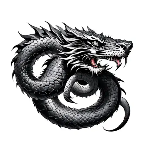 dragon tiger snake tattoo design idea