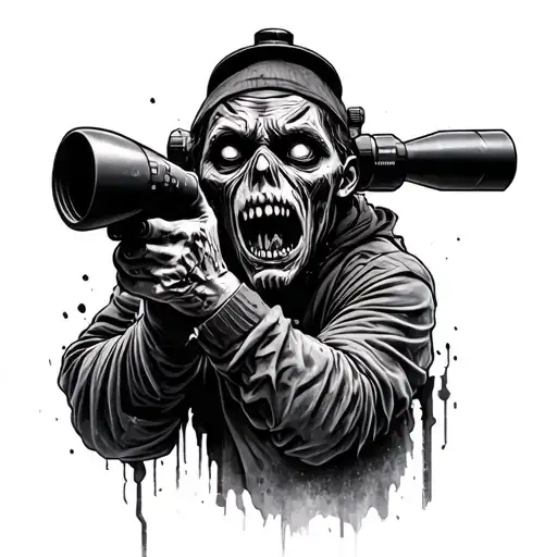 zombie in the scope of a sniper  tattoo design idea