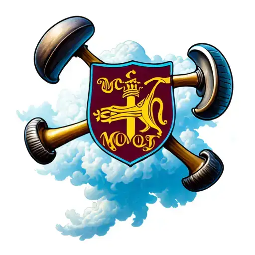 west ham hammers and clouds tattoo design idea
