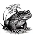samurai toad in forest tattoo design idea