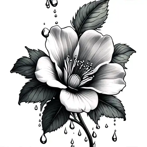 jasmine flower rain drops on the pedals falling tattoo design idea