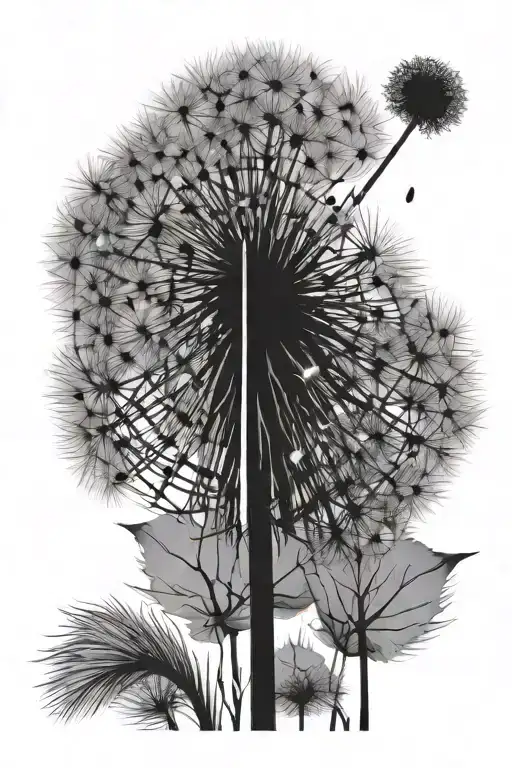 dandelion blowing tattoo design idea