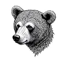 bear head in Nordic dot work tattoo design idea
