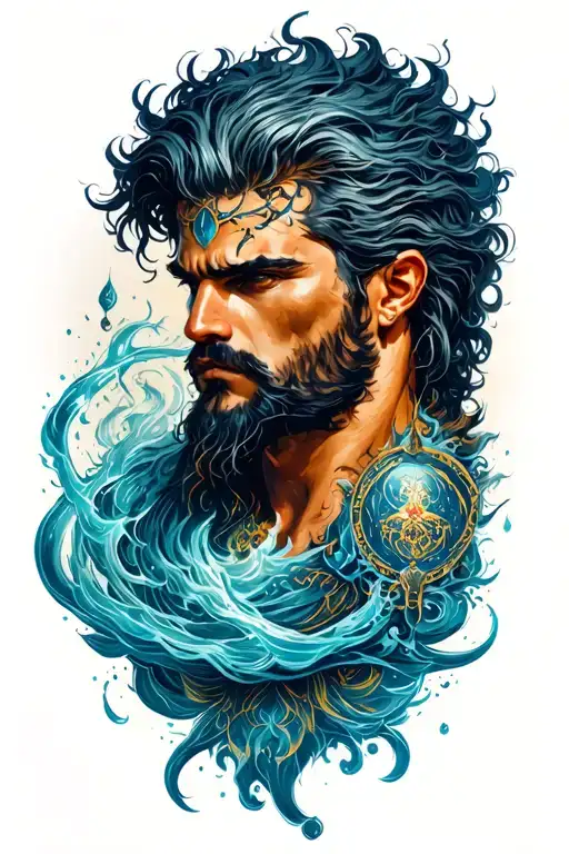 aquarius zodiac homme tattoo design idea