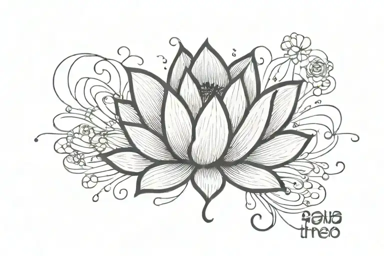Text: Sarah Théo with Lotus flower tattoo design idea