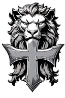 medieval shoulder armor maltese cross lion head tattoo design idea