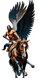 greek spartan warrior, winged horse tattoo design idea