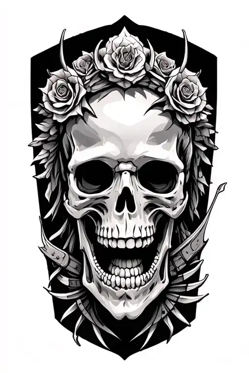 warrior skeleton tattoo design idea