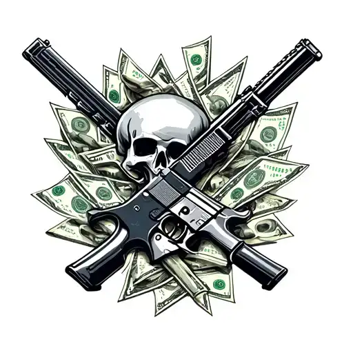 money drugs and weapons drugs future tattoo design idea